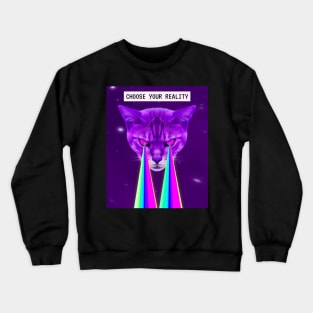 Reality Cat Katze Laser Auge Glitch Vaporwave Goa Crewneck Sweatshirt